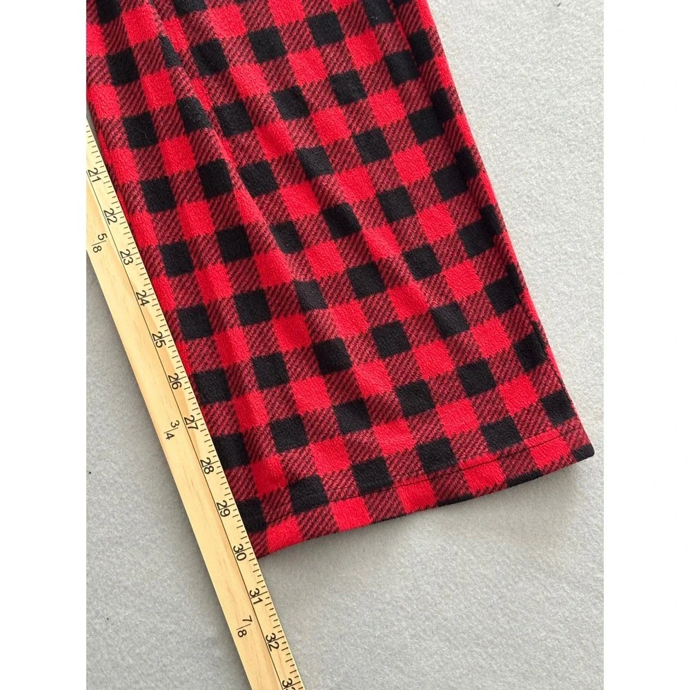 Stafford Sleep Pants Size M Red Black Buffalo Plaid Fleece Pajama Bottoms